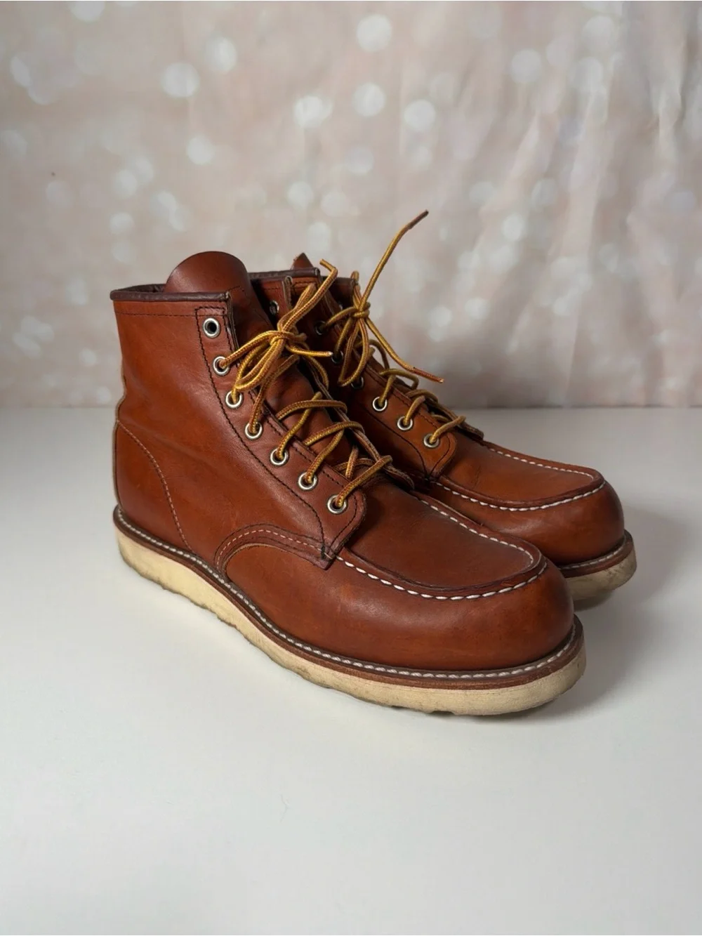 RED WING SHOES Heritage Moc Toe Boots Mens Size 9 D Brown Leather